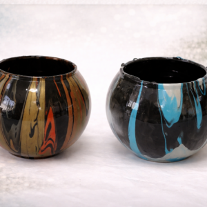 Gold & Mango or Turquoise & Silver Round Vase