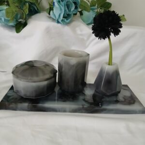 4 Piece Marbled Bathroom Set