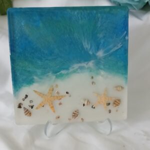 Square Plaque Beach Scene