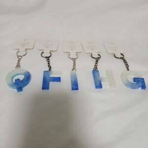 Blue & White Alpha Keychain