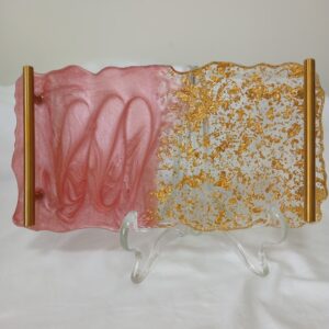 Mauve & Gold Flake Tray with Handles