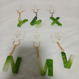 Green & White Alpha Keychain