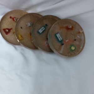 Set Of 4 Liquor Bottle Coasters With Cork Backing