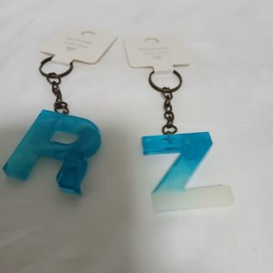 Turquoise & White Alpha Keychain