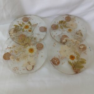 4 Piece Flower Coaster Set