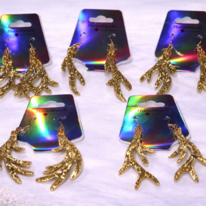 Gold Antler Dangle Earrings