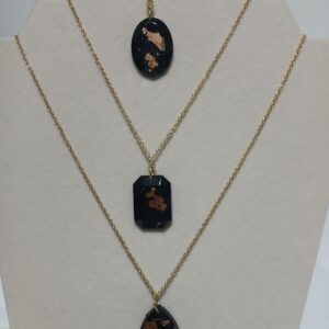 Black & Gold Flake Faceted Necklace