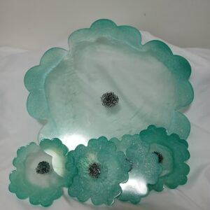 Large Sage Tray With 4 Coasters