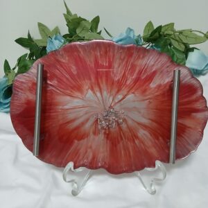 Red & White Tray With Handles