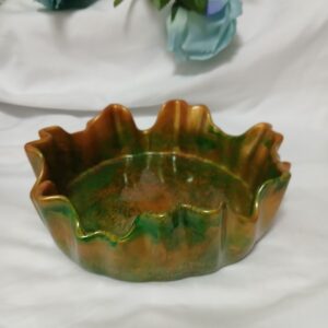 Small Flat Green & Gold Bowl