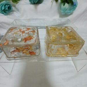 Square Flaked Jar with Lid